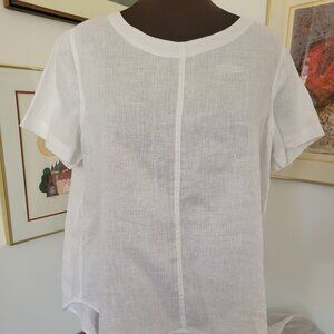 Magashoni 100% Linen Short Sleeve Round Neck Blouse